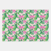 Preppy Pink Bows and Garland Weihnachten Geschenkpapier Set (Vorderseite 3)