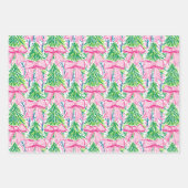 Preppy Pink Bows and Garland Weihnachten Geschenkpapier Set (Vorderseite 2)
