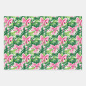 Preppy Pink Bows and Garland Weihnachten Geschenkpapier Set (Vorderseite)