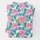 Preppy Pink Bows and Garland Weihnachten Geschenkpapier Set (Beispiel)