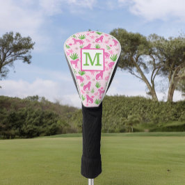 Preppy Pink Cheetah Monogram Golf Headcover