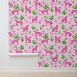 Preppy Pink Cheetah Pink Floral Hintergrund Tapete