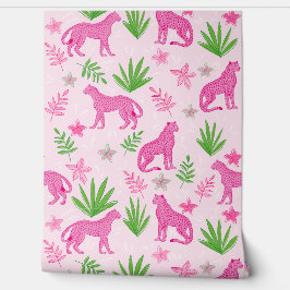 Preppy Pink Cheetah Pink Floral Hintergrund Tapete