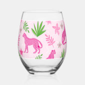 Preppy Pink Cheetah Pink Hintergrund Weinglas Ohne Stiel (Vorderseite)