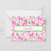 Preppy Pink Cheetah Script Personalisiert Mitteilungskarte (Vorderseite)