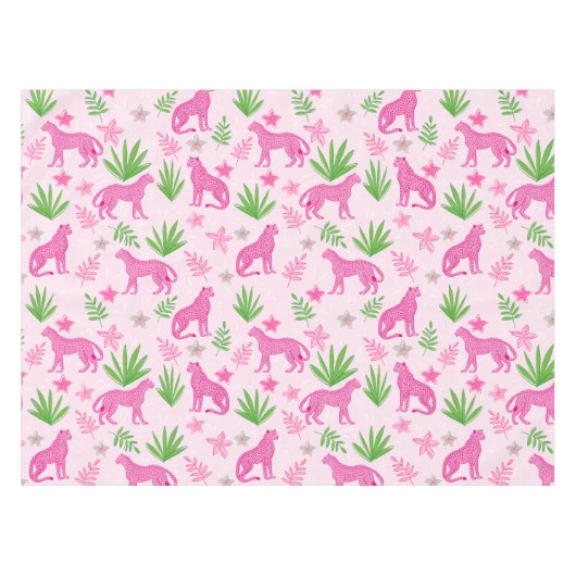 Preppy Pink Cheetah Tischdecke (Vorderseite (Horizontal))