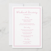 Preppy Pink Chic Wedding Weekend Itinerary Card Einladung (Vorderseite)