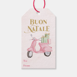 Preppy Pink Christmas Moped Buon Natale Geschenkanhänger