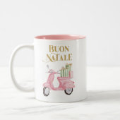 Preppy Pink Christmas Moped Buon Natale Mug Zweifarbige Tasse (Links)