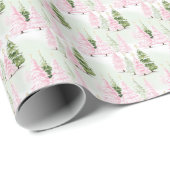 Preppy Pink Christmas Trees Geschenkpapier (Rolleneckpunkt)