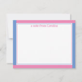 Preppy Pink & Cornflower Blue Name Stationery Mitteilungskarte (Vorderseite)