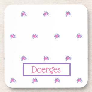 Preppy Pink Crab Personalisiert Getränkeuntersetzer