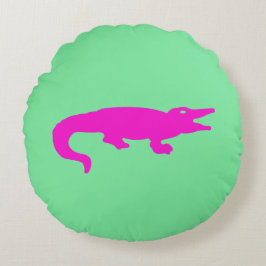 Preppy Pink Crocodile Pillow Rundes Kissen