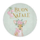 Preppy Pink Deer & Green Gingham Buon Natale Schneidebrett (Vorderseite)