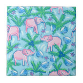 Preppy Pink Elephant Fliese (Vorderseite)