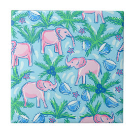 Preppy Pink Elephant Fliese