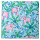 Preppy Pink Elephant Fliese (Vorderseite)