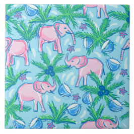Preppy Pink Elephant Fliese