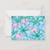 Preppy Pink Elephant Mitteilungskarte (Rückseite)