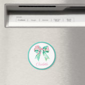 Preppy Pink Floral Bow Personalisiert Magnet (In Situ (Geschirrspüler))