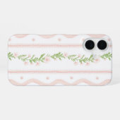 Preppy Pink Floral Stripe iPhone 16 Fall Hülle (Rückseite (Horizontal))