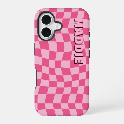 Preppy Pink Geometric iPhone 16 Hülle (Rückseite)