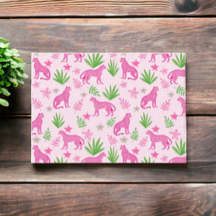 Preppy Pink Geparden Blumenmuster  Mitteilungskarte
