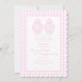 Preppy Pink Ginger Jar Monogram Erster Geburtstag Einladung (Vorderseite)