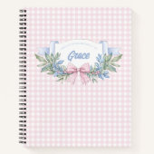 Preppy Pink Gingham Grandmillennial Notizblock (Vorderseite)