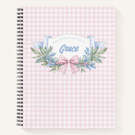 Preppy Pink Gingham Grandmillennial Notizblock