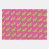 Preppy Pink Gingham Green Alligator Farbiger Spaß Geschenkpapier Set (Vorderseite 3)