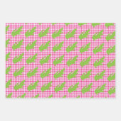 Preppy Pink Gingham Green Alligator Farbiger Spaß Geschenkpapier Set (Vorderseite)
