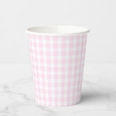 Preppy Pink Gingham Kariert erster Geburtstag Pappbecher (Links)