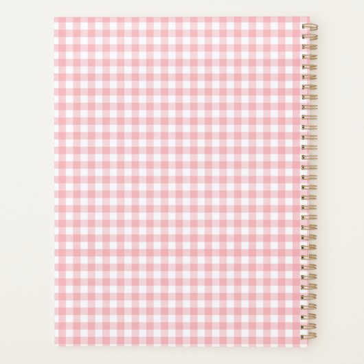 Preppy Pink Gingham | Monogramm Planer (Rückseite)