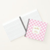 Preppy Pink Gingham Pattername Notizblock (Innenseite)