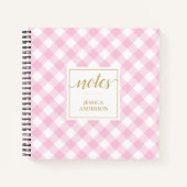 Preppy Pink Gingham Pattername Notizblock (Vorderseite)