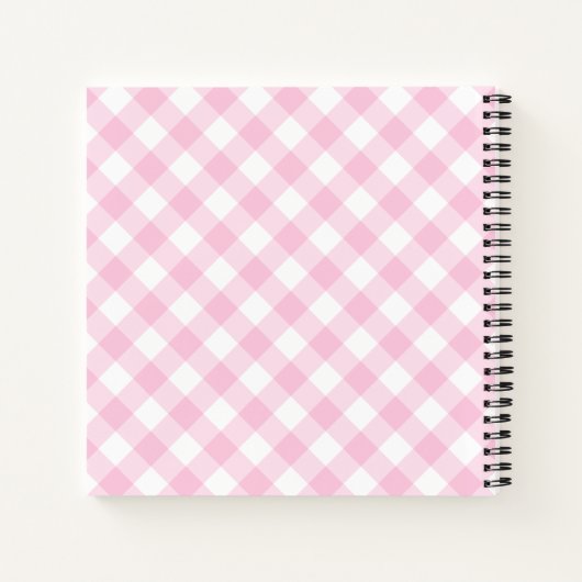 Preppy Pink Gingham Pattername Notizblock (Rückseite)