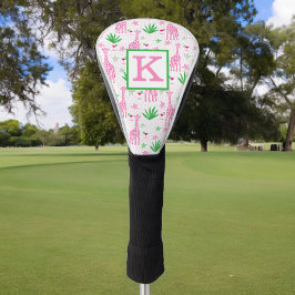Preppy Pink Giraffe Cosmopolitan Monogram Golf Headcover