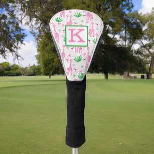 Preppy Pink Giraffe Cosmopolitan Monogram Golf Headcover