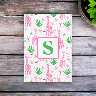 Preppy Pink Giraffe Monogram Cosmopolitan Cocktail Dankeskarte