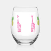 Preppy Pink Giraffes Ananas Classic Weinglas Ohne Stiel (Links)