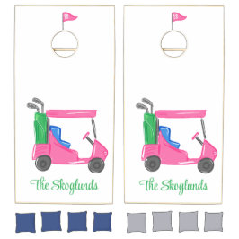 Preppy Pink Golf Cart 18. Loch Flag Personalisiert