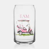 Preppy Pink Golf Cart Monogram Dosenglas (Vorderseite)
