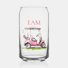 Preppy Pink Golf Cart Monogram Dosenglas