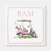 Preppy Pink Golf Cart Monogram Magnet (Vorne)