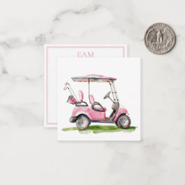 Preppy Pink Golf Cart Monogram Mitteilungskarte