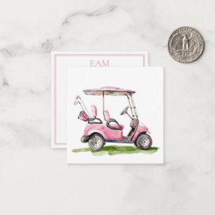 Preppy Pink Golf Cart Monogram Mitteilungskarte