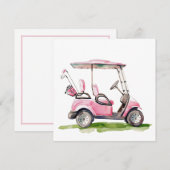 Preppy Pink Golf Cart Monogram Mitteilungskarte (Vorne/Hinten)