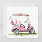 Preppy Pink Golf Cart Monogram Mitteilungskarte (Vorderseite)