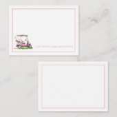 Preppy Pink Golf Cart Monogram Mitteilungskarte (Vorne/Hinten)